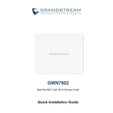 Piezas - Grandstream GWN7602 MANUAL GWN7602 MANUAL