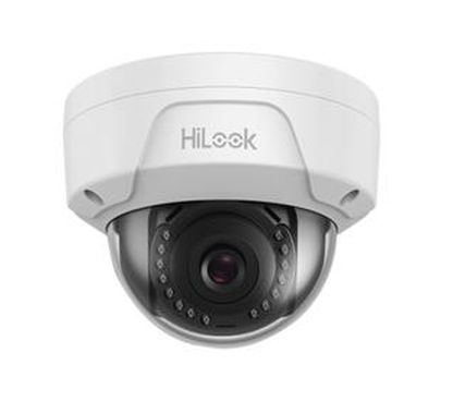 HILOOK IPC-D100-M(2.8mm) - Cámara IP Formato Domo, Resistente a Intemperie, Resolución 1MP 25/30fps (1280×720px), Lente Fija (2.8mm), Visión Nocturna IR 30m, Alimentación PoE y por Fuente (no incl.), Metal