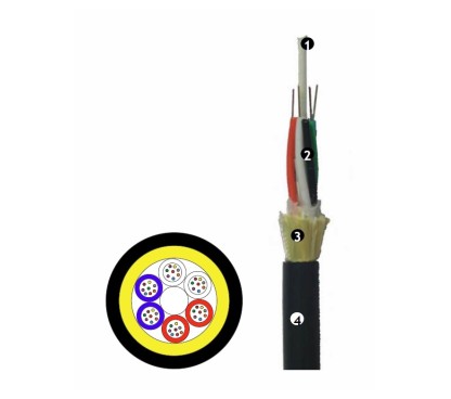 Telnet KP 24 fo G.652.D (6x4f) Cable de fibra óptica monomodo (G.652.D) de 24 fibras con Kevlar + cubierta PE (2 km)