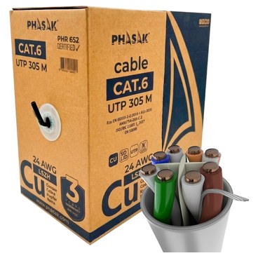 PHASAK PHR 652 Cobre 100% Sólido UTP Certificada LSZH PHASAK AWG24 Cat.6 305 m cable de red – PHR 652
