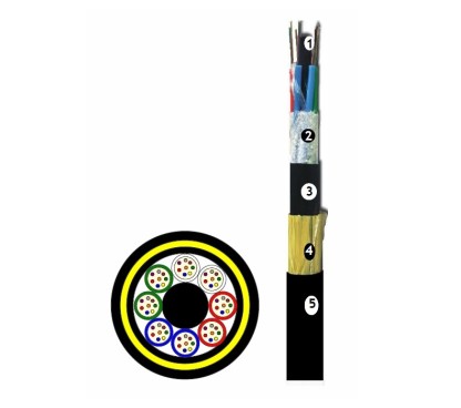 Telnet PKP 16 fo G.652.D (4x4f+2e) Cable de fibra óptica monomodo (G.652.D) de 16 fibras con PE + Kevlar + cubierta PE (2 km)