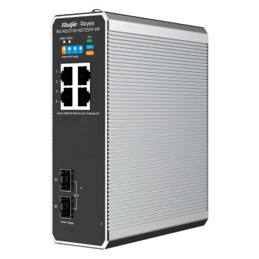 Reyee RG-NIS2100-4GT2SFP-HP 4-Port RJ45 Gigabit and 2-Port SFP Cloud Managed Industrial Switch, with 3-Port PoE+ and 1-Port PoE++