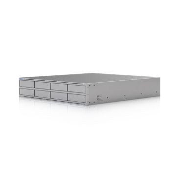 Ubiquiti UNAS-Pro-8 NAS de montaje en rack de 2U con 8 bahías para discos duros de 2.5/3.5 pulgadas y 2 ranuras SSD M.2 NVMe. 2 puertos 10G SFP+ y  1x 10 GbE RJ45 (10G/5G/2.5G/1G/100M).