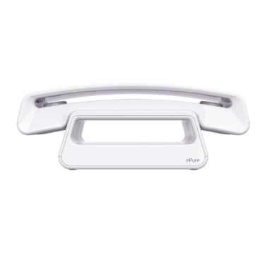 Alcatel ePure Iconic White EWE Teléfono inalámbrico con pantalla de matriz de puntos completa de 3 líneas con retroiluminación blanca y MMI sencillo- Agenda con timbre distintivo VIP- Altavoz- Bloqueo de llamadas y lista de b